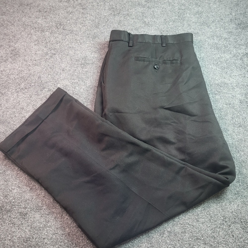 Savane Mens Black Pleated Front Dress Pants‎ Trousers 44x30 Cuffed Hem